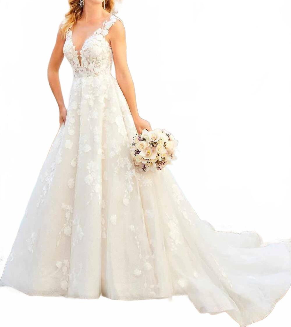 NEW HOUSE OF WU a-line wedding dress in ivory/ivory/nude/silver